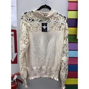 Antthony originals lace cutout sleeve sweater tan size XL new from HSN